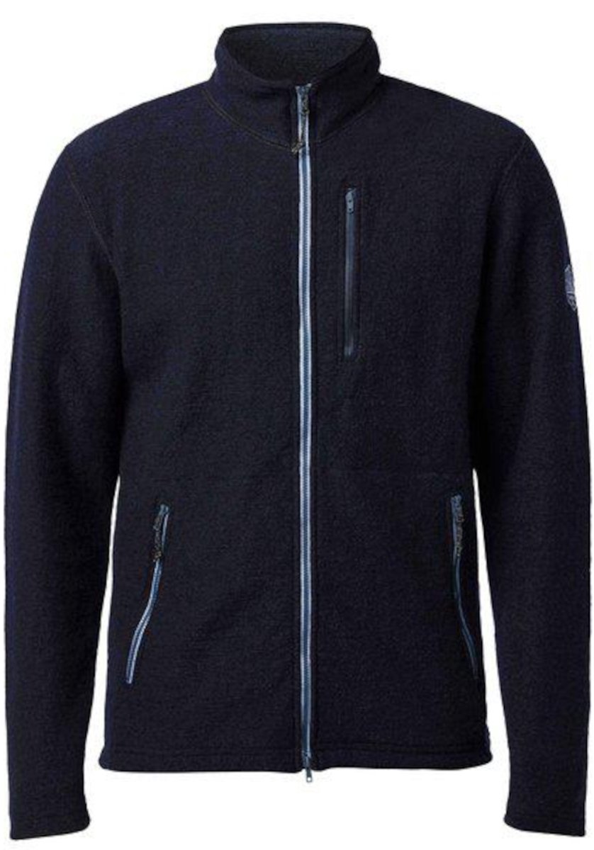 Ivanhoe vest Louie Full Zip Navy - lichte gekookte wol - Blauw