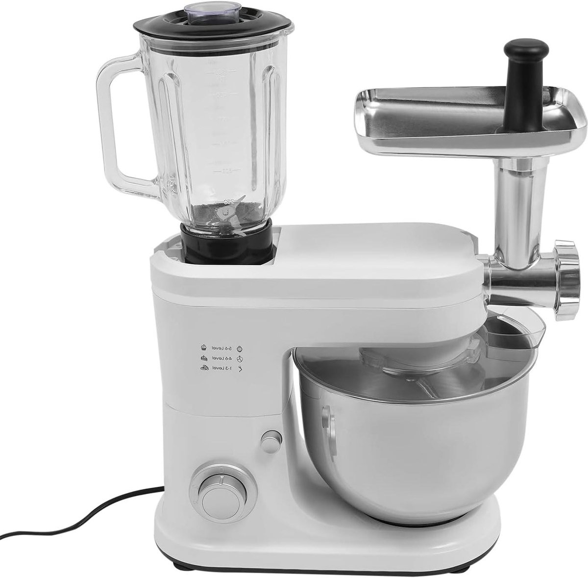 Keukenmachine Mixer - Keukenapparaat - Bakken en Koken - 3-in-1 Multifunctioneel - 6L Kom - Wit