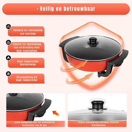 Hotpot - Hotpot Electrisch - Hotpot Pan - Rood - 39cm x 39cm x 11cm — afbeelding 5