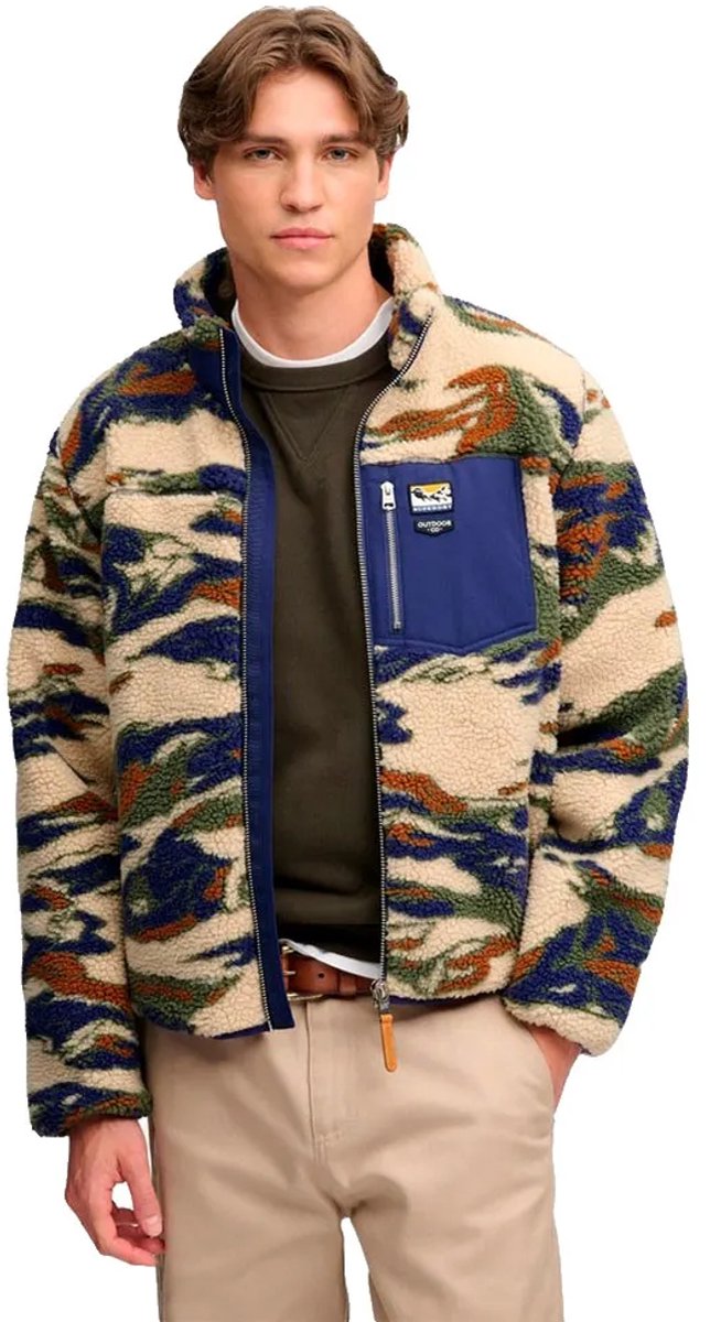 Superdry Terrain Fleece Zip Through relaxed pasvorm Heren Hoodies Khaki
