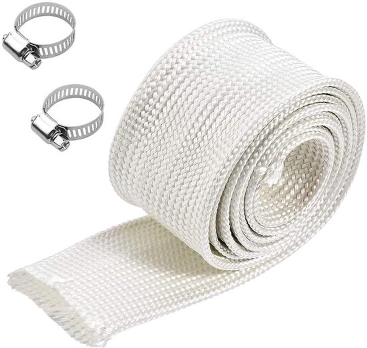 Vezelmouw 25mm - Warmte-isolatiemouw - Glasvezel - Duurzaam - Hoge temperatuur - Inclusief 2 slangklemmen - Isolatieslang