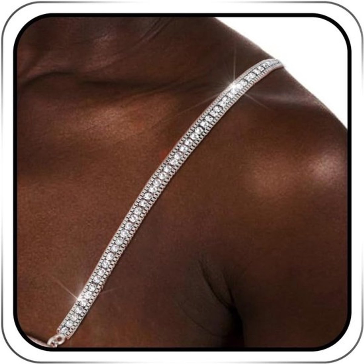Elegante Kristallen Schouderbanden voor Dames - Zilveren Rhinestone BH Straps voor Avondkleding en Feestoutfits (1 Paar)