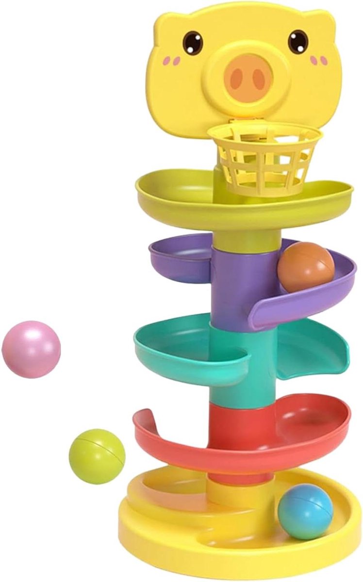 Kogeltoren Speelgoed - Glijbaan Ballenbaan - Kind Ontwikkeling - Vijf Lagen Kleurrijk - 33 cm Hoog - Multicolor