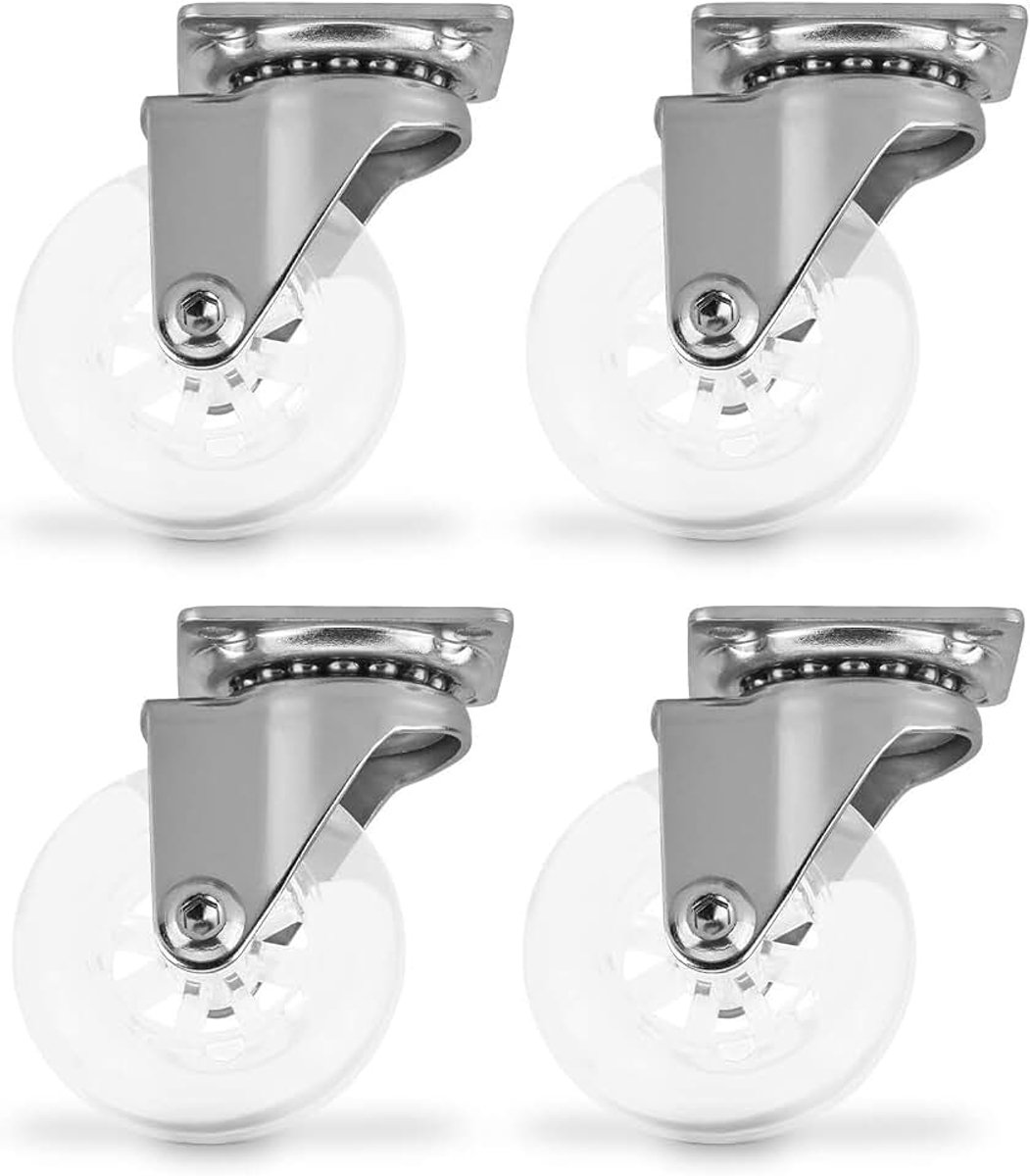 4 stuks Zwenkwiel Swift, transparant, diameter: 50 mm, zonder vastzetter, belastbaar tot 35 kg