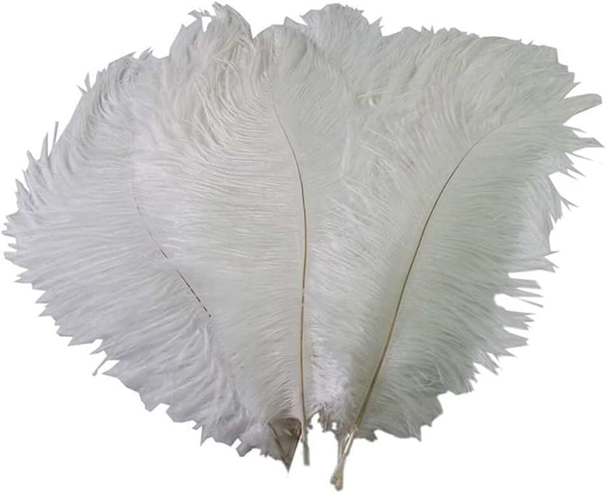 50 stuks witte struisvogelveren voor huwelijks- en thuisdecoratie, struisvogelveren als tafeldecoratie, DIY-toebehoren voor schoolfeest