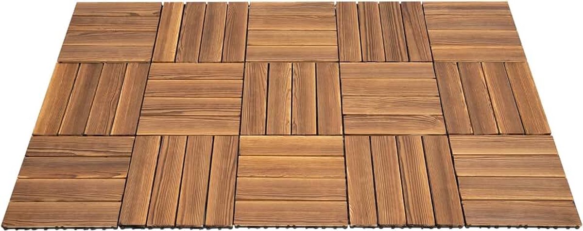 Houten tegels voor balkon, houten tegels voor binnen en buiten, met 30 x 30 cm kliksysteem, op maat te snijden, terras, set van 36, acaciahout, hardhout, in elkaar grijpende terrastegels
