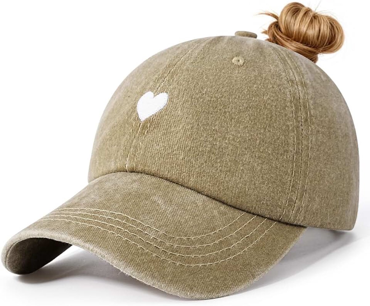 Dames baseballpet paardenstaart vintage dames zonnehoeden zomer verstelbaar met hoge ponystaarten gat geborduurd gewassen zonnehoed unisex