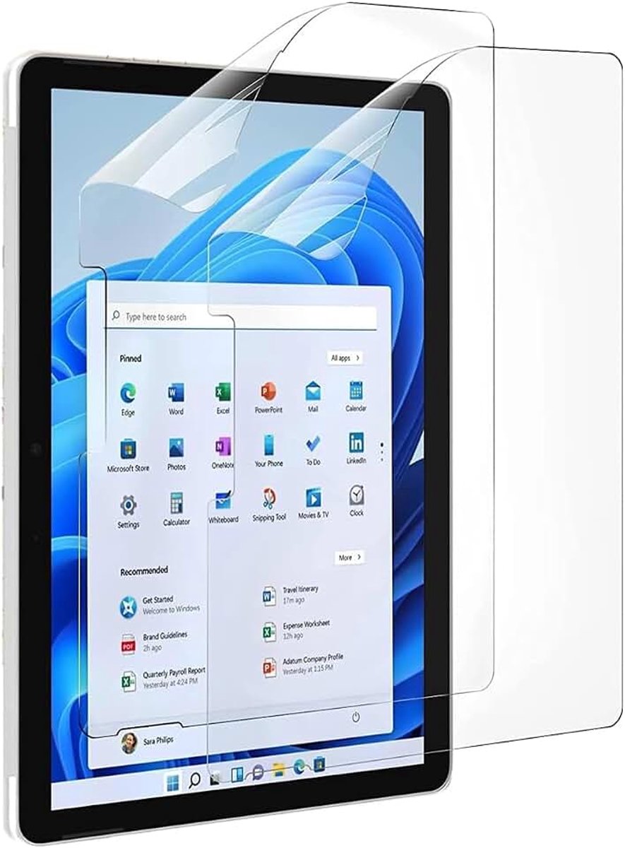 2 stuks papieren textuur beschermfolie voor Microsoft Surface Pro 7/6/5/4 12,3 inch, PET-papierfolie, mat om te tekenen, anti-vingerafdruk, ontspiegeld