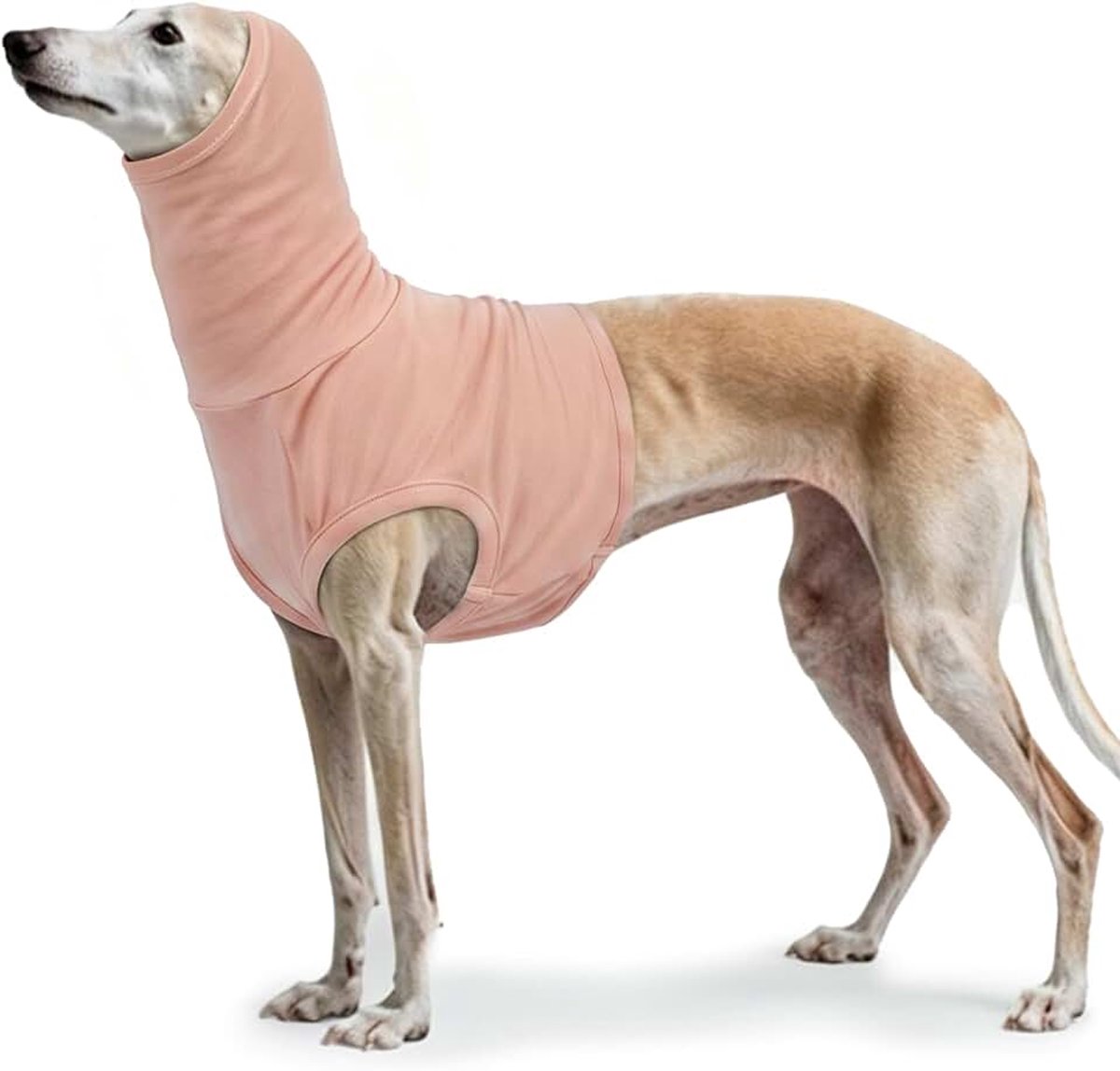 Hondenbody na operatie, oorbescherming hond bloedoor honden body shirt met hals hondenoorpijn honden oorbescherming New Year's Eve rustgevende vest (huidroze, XL)