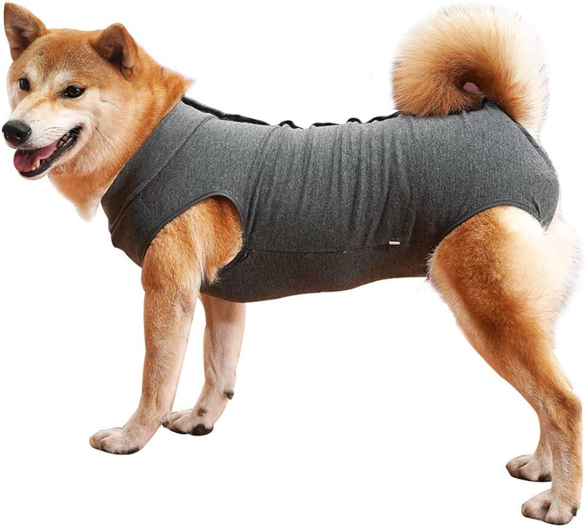 Herstelpak voor honden, onzijdige onesie ademende chirurgische buikwonden en huidbeschermer, anti-likkegel, E-kraag, alternatief voor slijtage na operatie, L, grijs