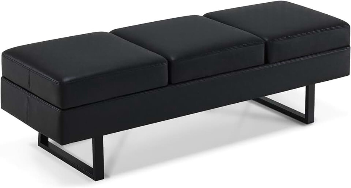 3-zits bank voor kapsalon, wachtbank voor kappers, gestoffeerde bank voor slaapkamer, bedbank voor woonkamer, schoenenbank voor hal, breedte 153 cm W513 (Wit)