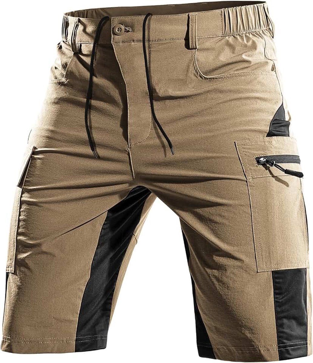 Korte MTB-broek heren, ademend, sneldrogend, bermuda cargo short, fietsbroek voor mountainbike