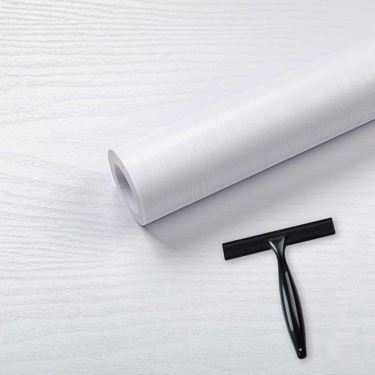 Plakpapier voor meubels, wit, plakfolie in houtlook, waterdicht, coating voor het decoreren van keukenmeubels, 30 x 200 cm