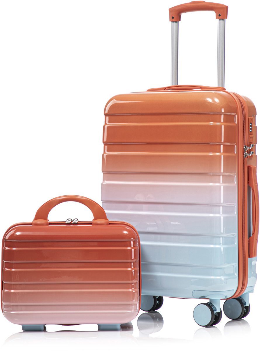 Kofferset - 2-Delige Hardcase Bagageset - Met Cijferslot - 360° Spinner Wielen - Reizen - 20 Inch - Rood