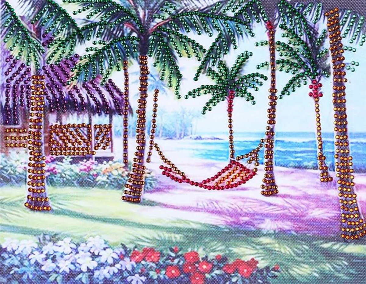 5D Diamond Painting DIY Full Drill Rhinestones, ABEUTY Seaside Swing Tree Plant, verf met diamanten Crystal Diamond Art Kits (Seaside)