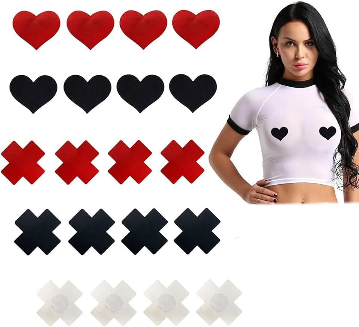 20 paar zelfklevende tepelcovers,tepelcovers, tepelband borststickers vrouwen zwart rood dun onzichtbaar comfort voor jurken feesten strand dagelijks gebruik wegwerpbaar