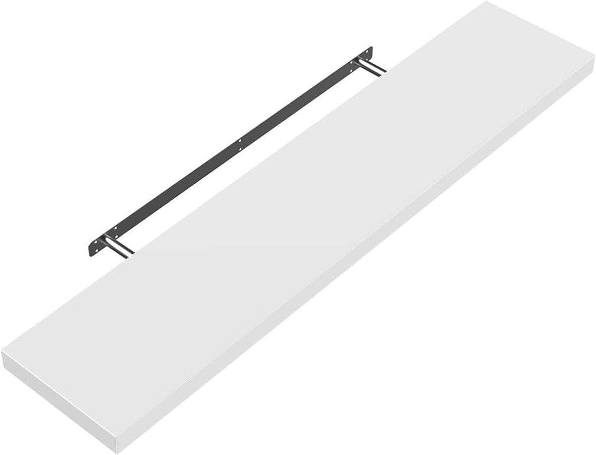 Wandplank Hout met Bevestiging 50-110 cm Zwevend 15 kg Draagkracht Keuken Woonkamer Kantoor Badkamer Plank Keukenplank Wit 110 cm