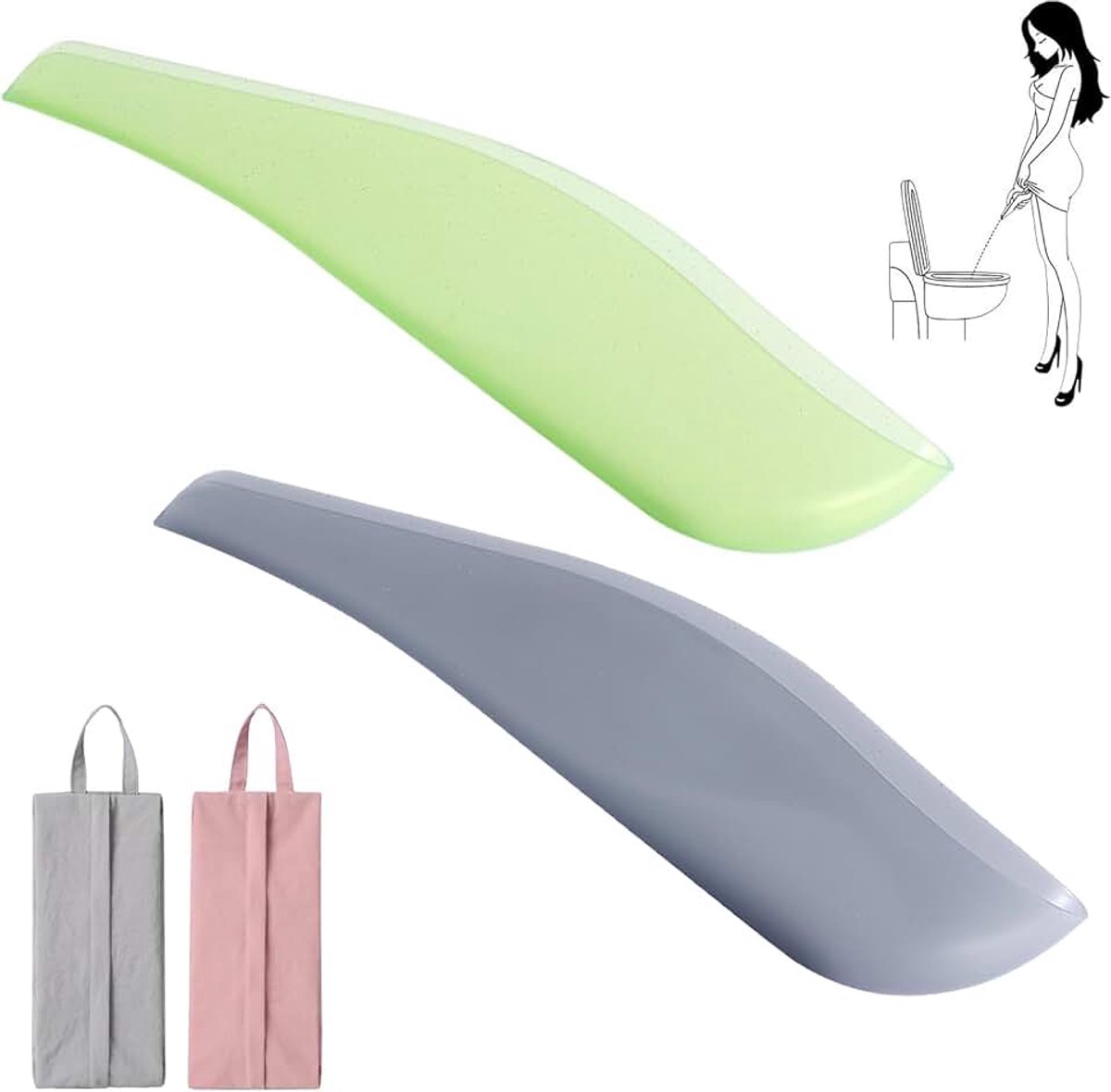 2 stuks urinoir voor dames, herbruikbaar, opstaand, draagbaar, met opbergtas, urinoir voor vrouwen, voor outdooractiviteiten, kamperen