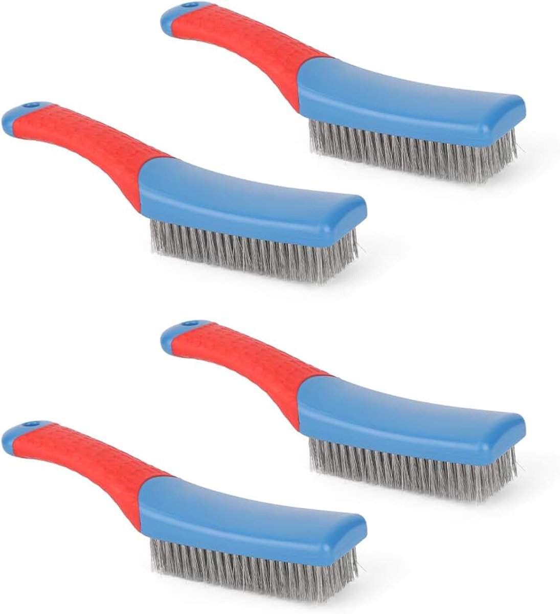 4st Kleine Draadborstels met Gebogen Handvatten, Versterkte Borstels Zwaar Belastbaar RVS Schraapborstel Schoonmaakgereedschap voor Barbecue & Industrieel Schoonmaken