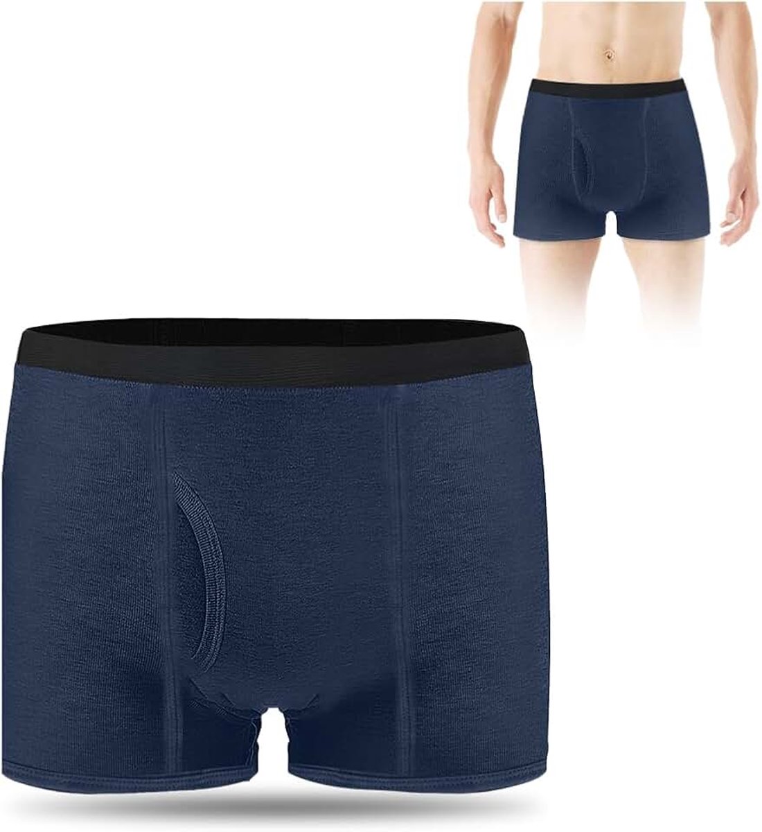 Incontinentiebroek Voor Mannen Met Absorberende Pad, 300 Ml Urinecapaciteit, Wasbaar, Herbruikbaar, Druppelvrij Ondergoed Voor Heren (Marineblauw - 2XL)