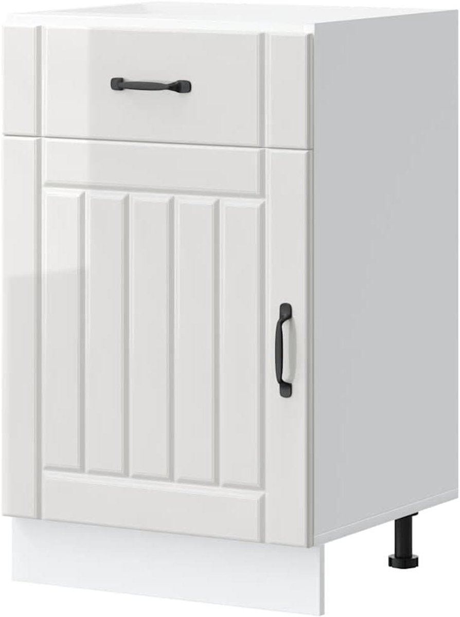 Keukenonderkast - Spoelbak kast - Keuken organiseren - Verstelbare poten - 50 x 46 cm - Hoogglans wit