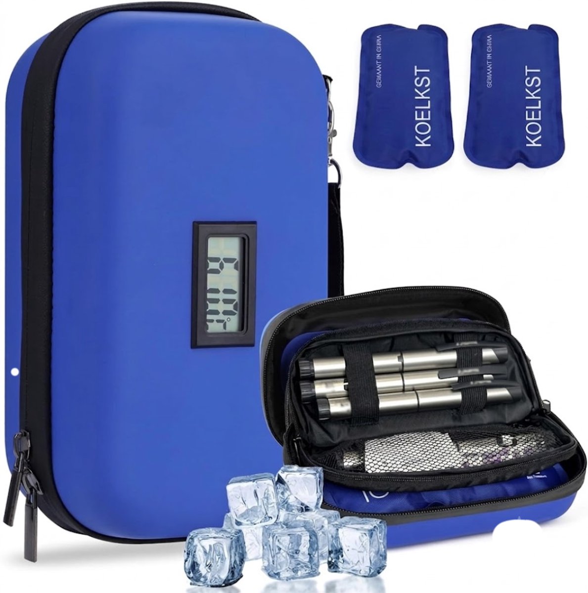 VALI® Insuline-koeltas - Gekoelde Medicijnenorganizer - Draagbare Geïsoleerde Koeltas - Blauw - 21cm x 21cm x 21cm