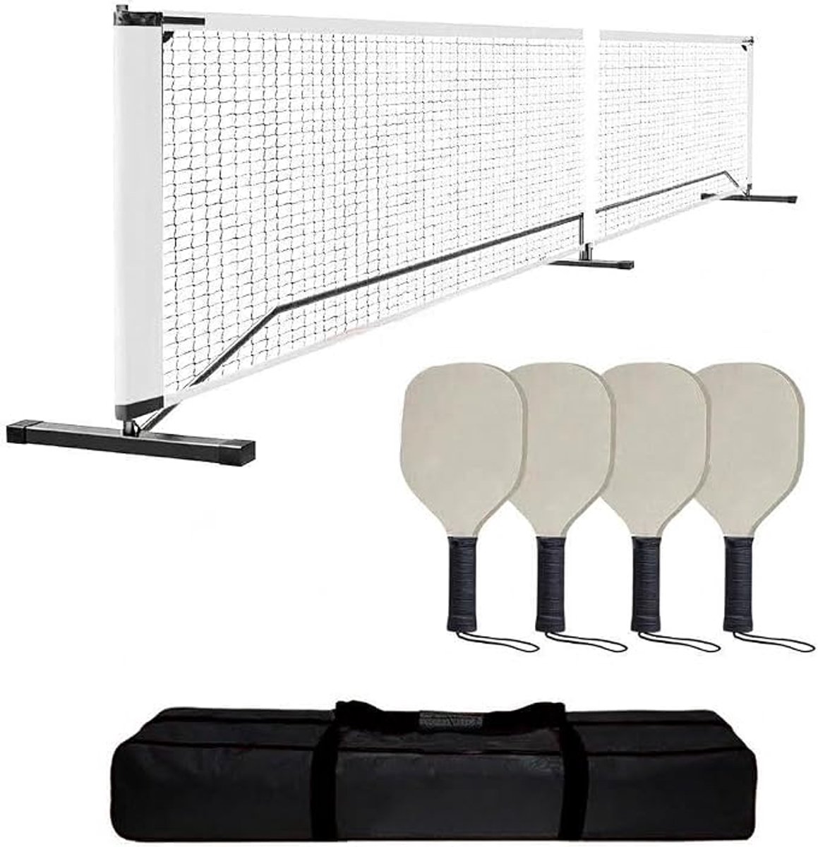 Danky Premium 22FT Reglementair Pickleball Net Pakket - Stabiel anti-kantel frame - Draagbaar voor wedstrijden thuis en buiten