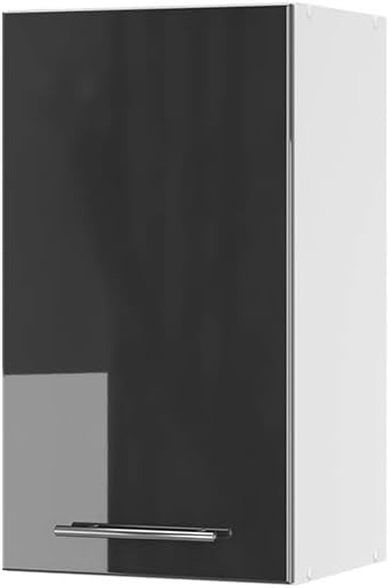 Hangend Keukenkastje - Muurkast Keuken - Keuken Opbergen - Soft-close Scharnieren - 40 cm Breed - Antraciet Hoogglans