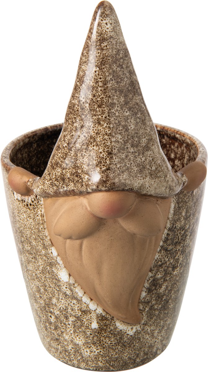 J-Line bloempot Kabouter - steengoed - beige - large