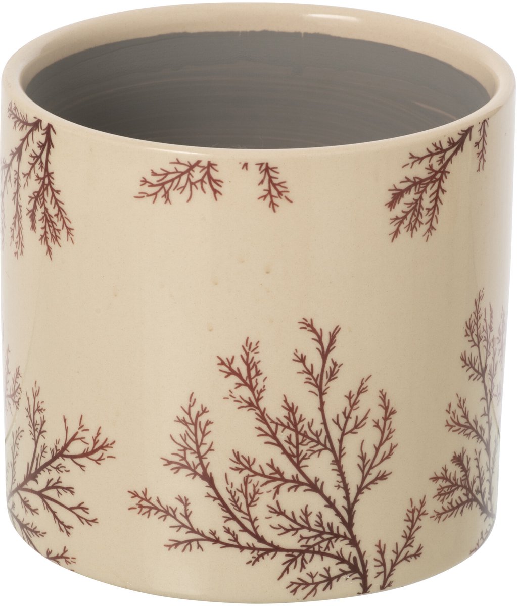 J-Line bloempot Branch - keramiek - ecru/bruin - large