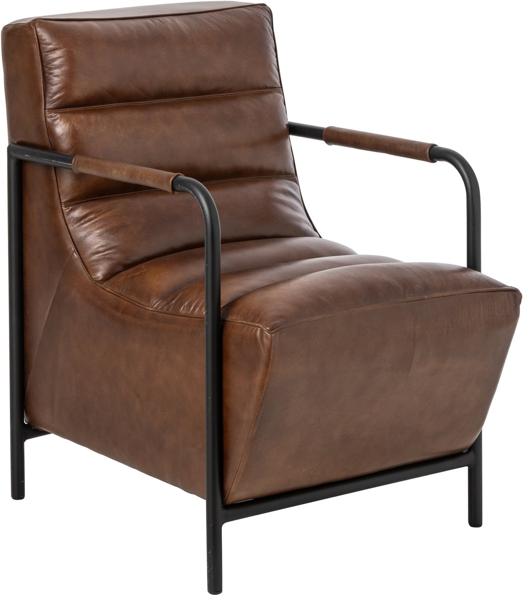 J-Line Fauteuil - leer - bruin