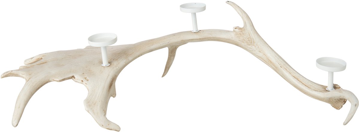 J-Line Geweikandelaar - polyresin - lichtbeige - large