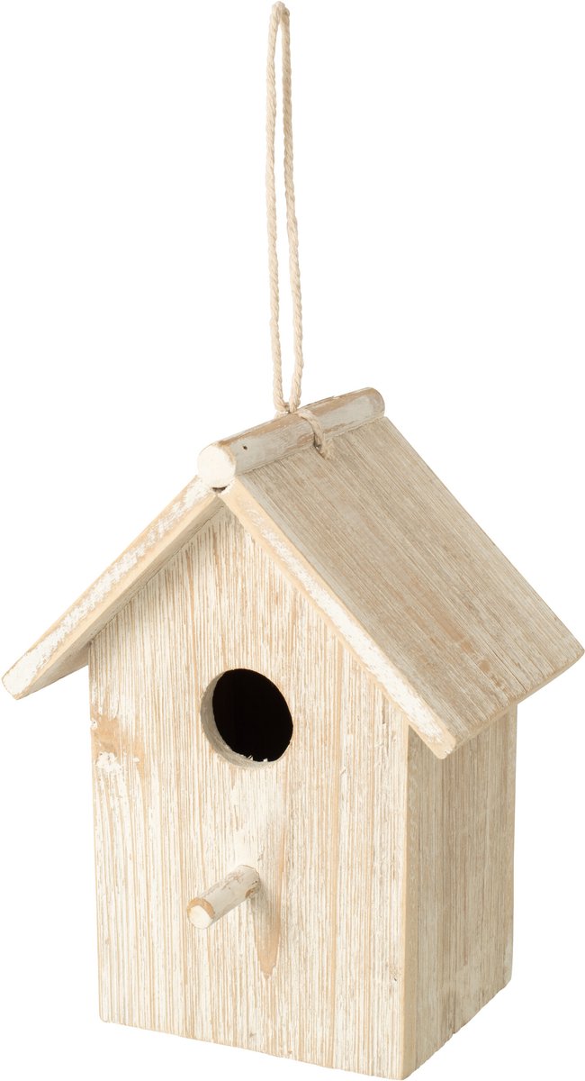 J-Line Vogelhuisje - hout - gebroken wit - large