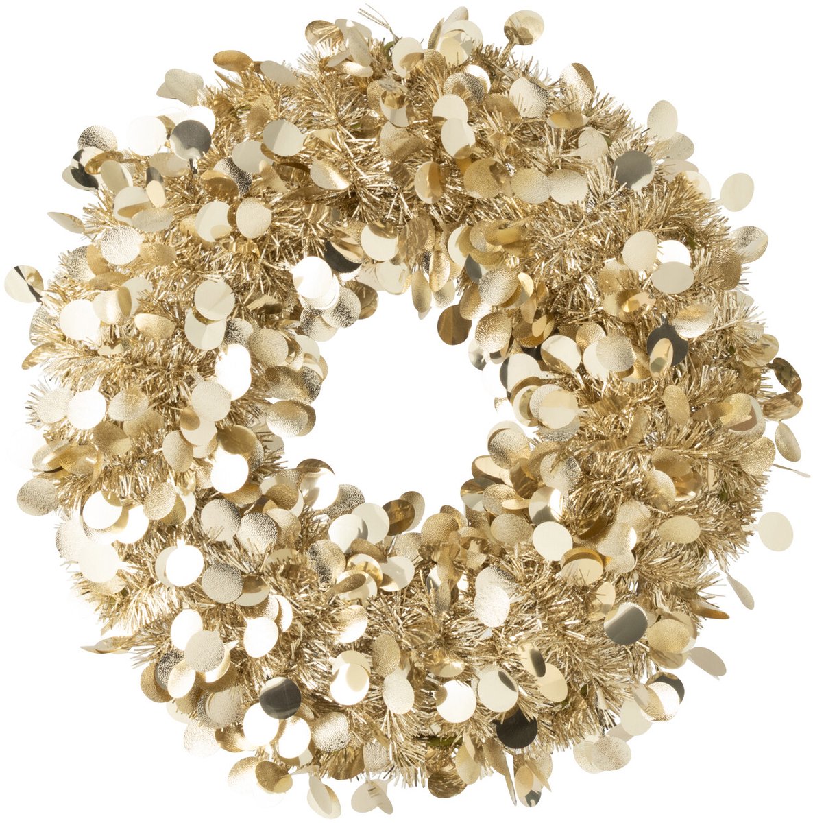 J-Line decoratie krans Sprankelend - polystyreen - champagne - small
