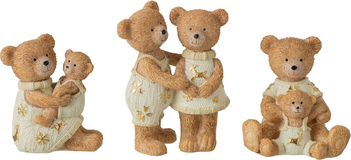 J-Line Berenkoppel met kinderen - polyresin - camel - assortiment van 3
