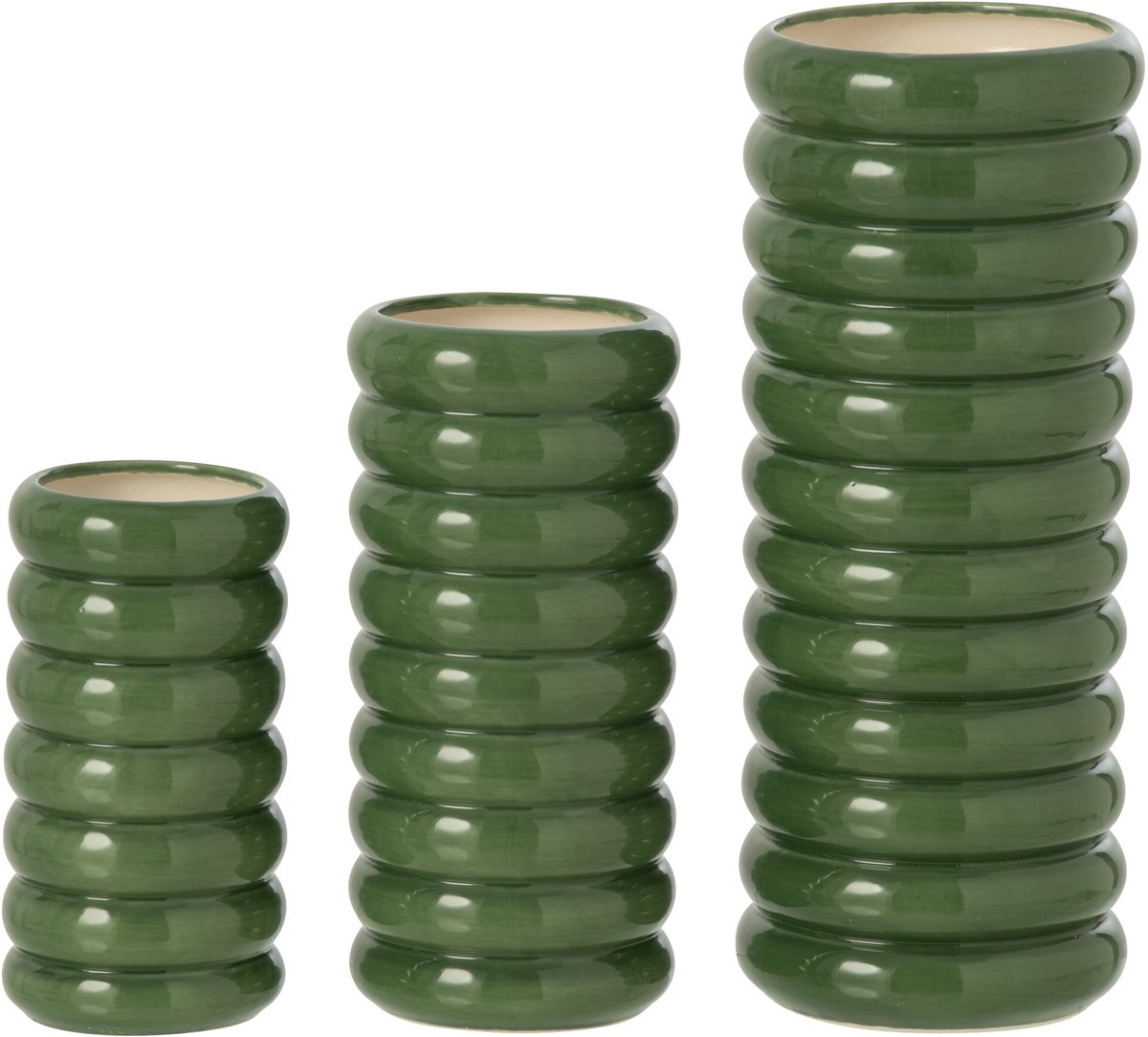 J-Line vaas Alba - porselein - groen - 3 stuks