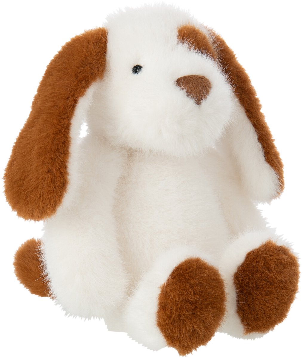 J-Line knuffel Hond - polyester - wit/bruin - medium