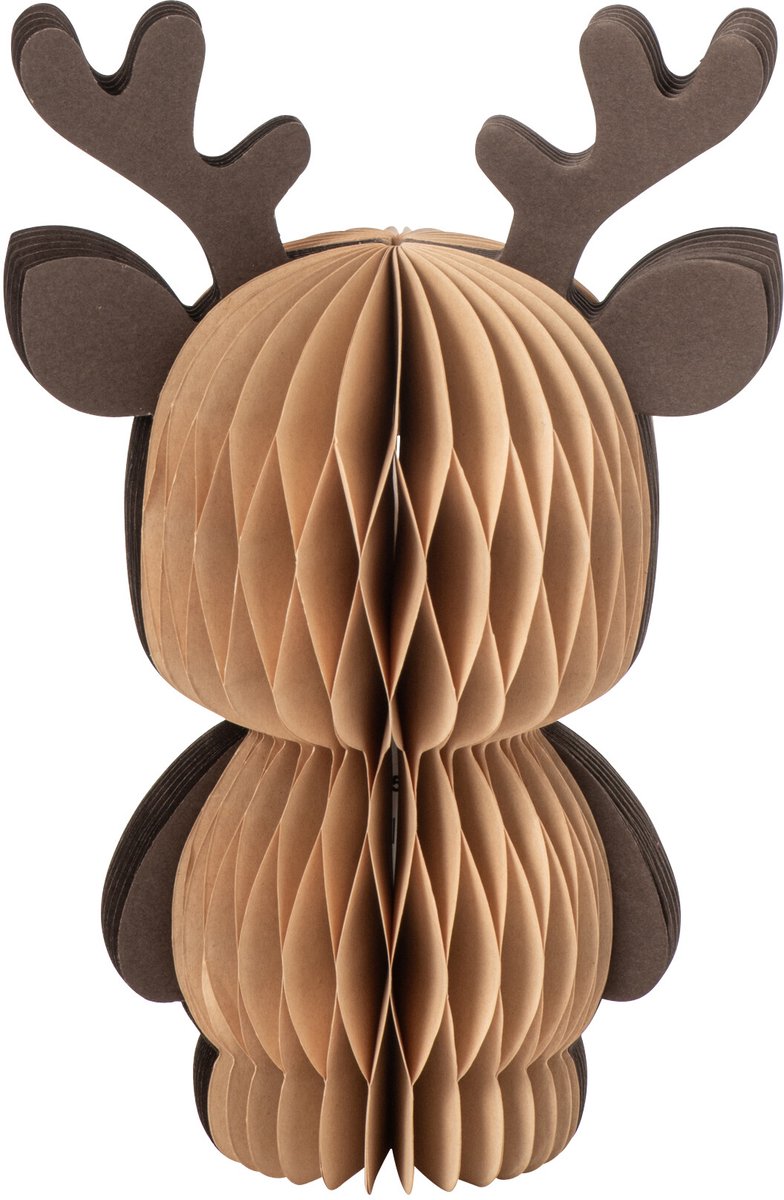 J-Line decoratie Rendier - papier - camel/donkerbruin - medium