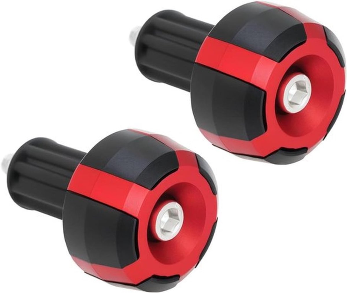 - Stuuruiteinden - Motorfiets - Aluminium - Stuur - Gewichten - Trillingsdemper - Geschikt voor 17,5 mm Binnenband - Dual Kleur Zwart Rood - Paar 7/8 Inch 22 mm