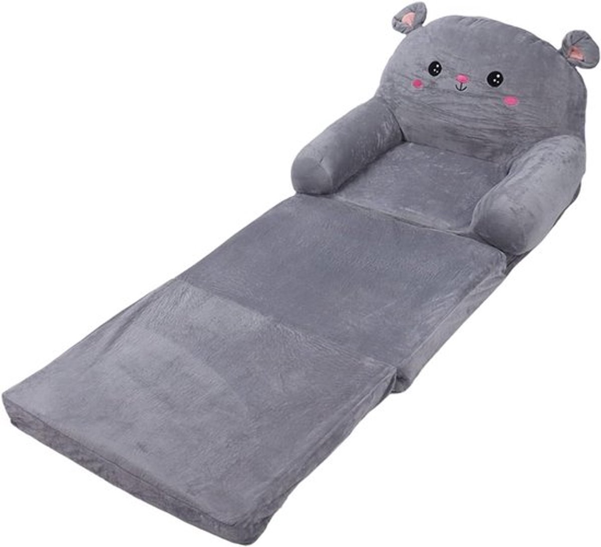 Kinderen Vouwbank met Cartoonontwerp - Uitklapbare Slaapbank en Vloermatras - 2-in-1 Loungebank voor Kinderen - Rugleuning - Speelmatras - Opvouwbare Kinderbank met 3 Lagen