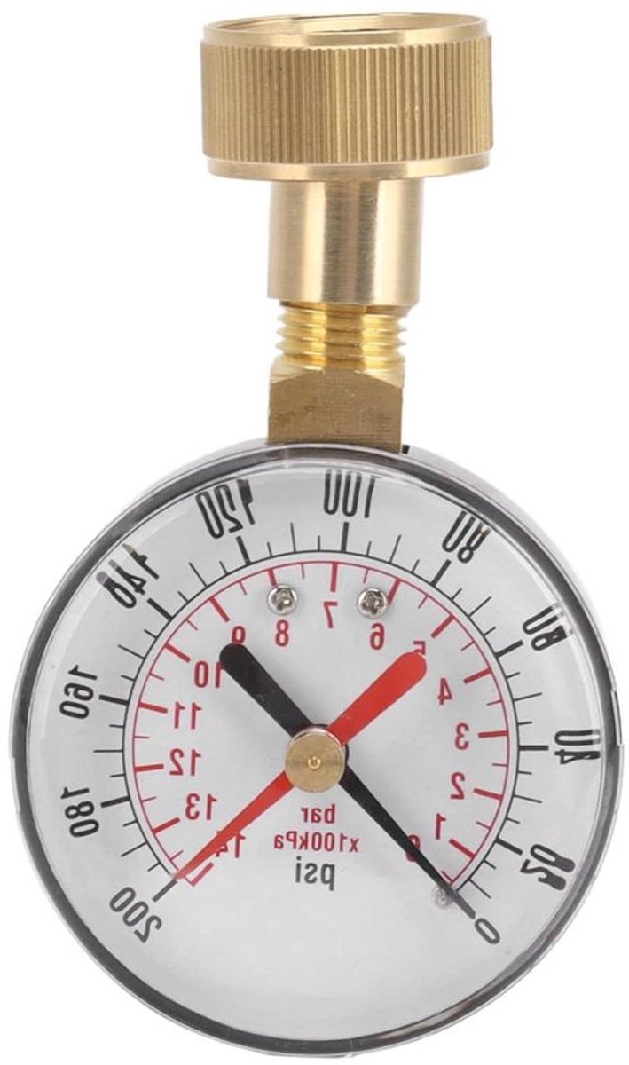 Waterdruktestmeter - Aluminiumlegering en Ijzer - Universeel - Tot 200Psi - Vervanging met 3/4 Binnendraad
