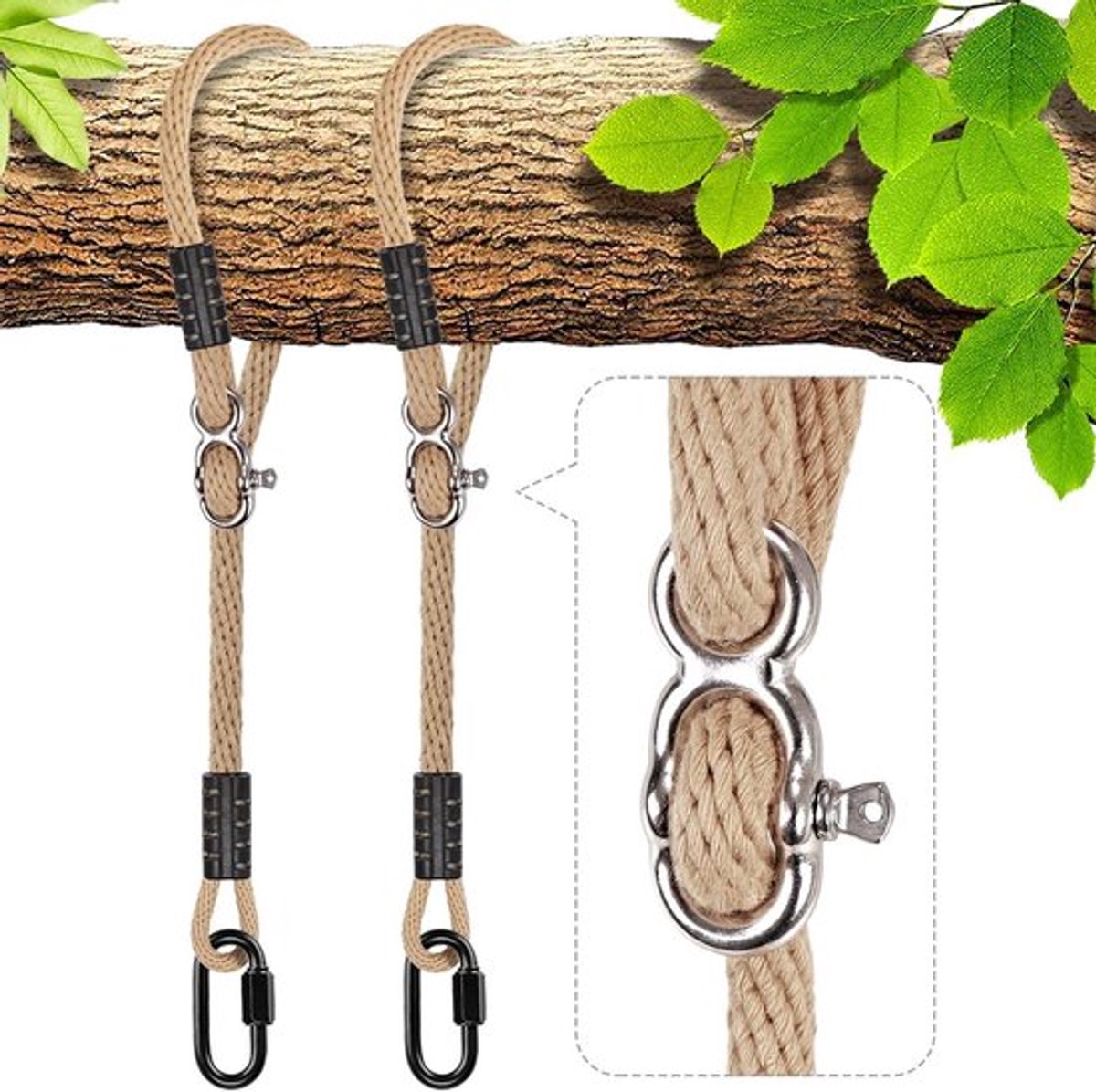 Verstelbare Schommeltouwen voor Buitenspeelgoed, Hangmat Schommels, 5ft en 1000lbs Capaciteit, Ideaal voor Tuin en Speeltuin Accessoires