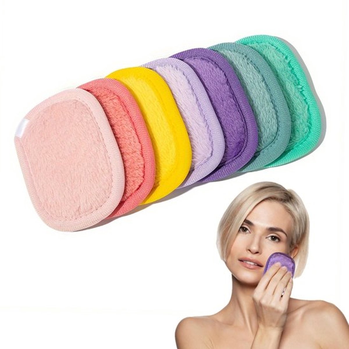 Make-uppads wasbaar - 7 stuks - herbruikbare wattenschijfjes - flanellen microvezel - huidvriendelijk - ecologisch en zacht - Wattenpads