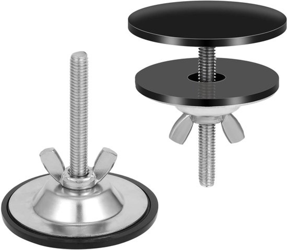 Matte Zwarte Afvoerplug Set van 2, 5cm RVS Afdekking voor Keuken- en Badkamergootsteen