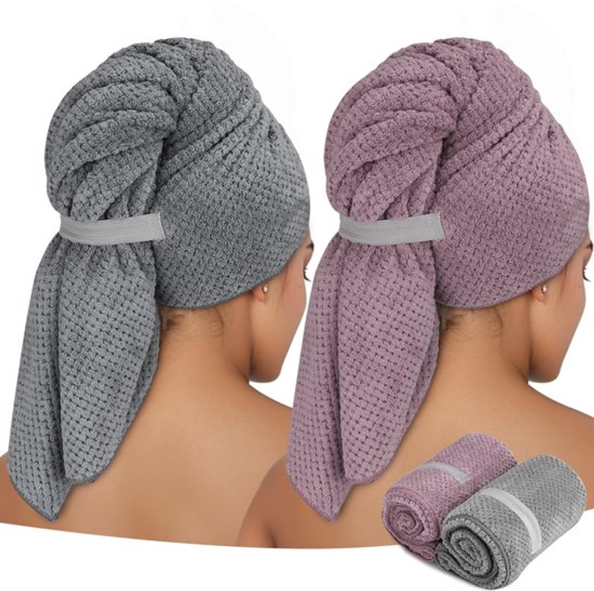 Microvezel Haarhanddoek - Sneldrogend - Paars - Super Absorberend - Handdoek voor Lang Haar - Ideaal voor Vrouwen en Meisjes