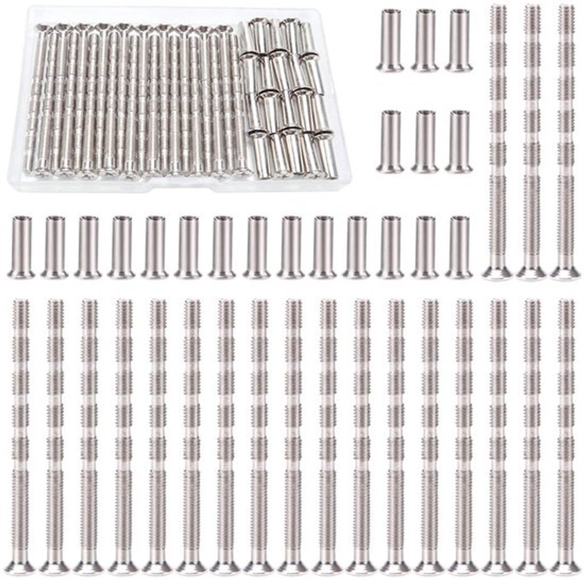 Verbindingsschroeven 20 Stuks - Vernikkeld Staal - Hulsschroeven - Afbreekschroef - Hoogwaardig Materiaal - 60 mm Lengte - Deurschroeven