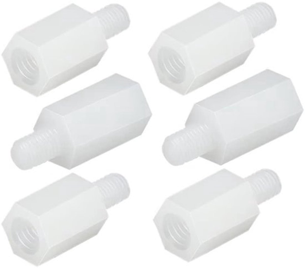 M3 Afstandhouders - Nylon Hex Afstandshulzen - Wit - Schroefdraad Afstandsbouten - 100 Stuks