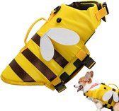 Hondenzwemvest - Maat XS - Met Handvat & D-Ring - Hoog Drijfvermogen - Geschikt voor Kleine Honden & Puppys (2-4 kg) - Bijen Design - Geel & Zwart