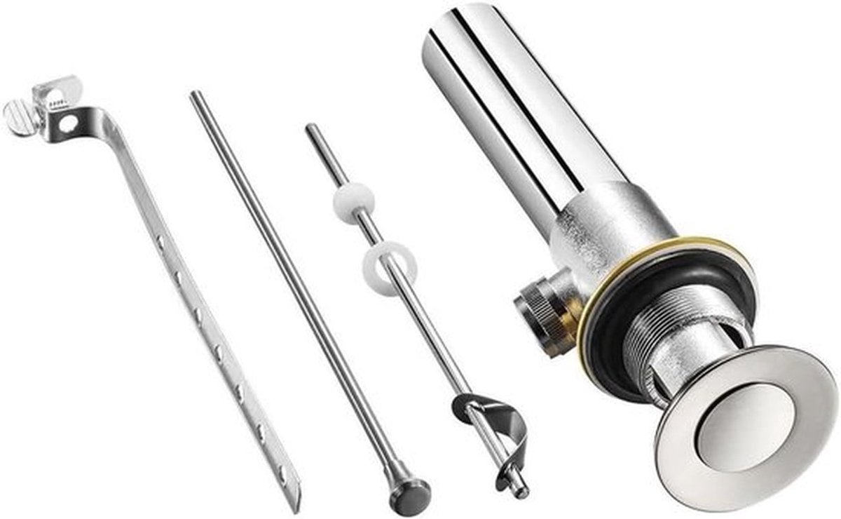 - Pop-up afvoerplug - Wastafel - Push-pull - Stanghendelset - 1/4 inch - Geschikt voor badkamers - Chroom.