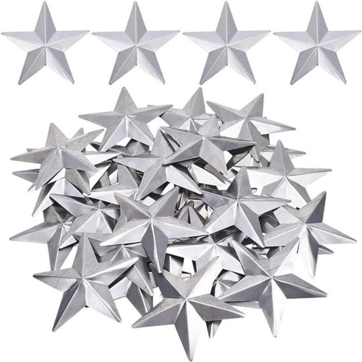 - Metalen Sterren - Kerstboom Decoratie - Vintage - Zilver - Primitieve Sterren - Driedimensionaal - Ambachten - Geschikt voor Kerstboom - Vintage Zilver 30 STKS 80 mm Metalen Sterren voor Ambachten en Kerstboomdecoratie - 3D Sterren